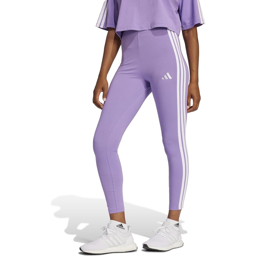image:imageadidas Womens Essentials 3Stripes Cotton LeggingsViolet FusionWhite