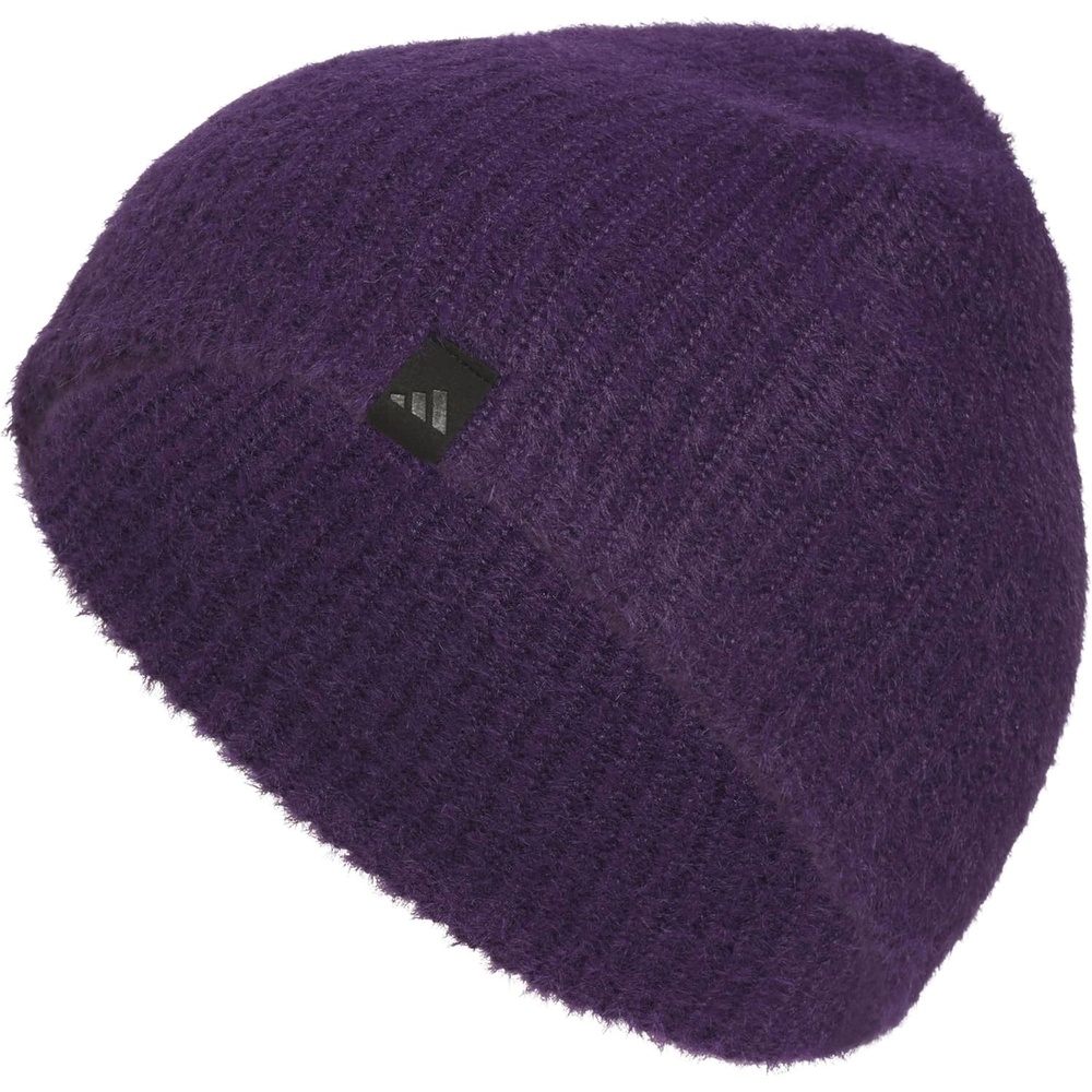 image:imageadidas Womens Lifestyle Beanie Soft Fuzzy Knit Winter HatAurora Plum PurpleBlack