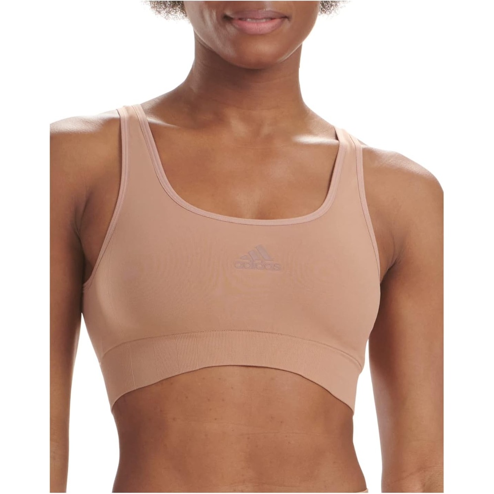 image:imageadidas Womens Micro 720 Seamless Scoop Lounge Bra with Removable CookiesCaramel