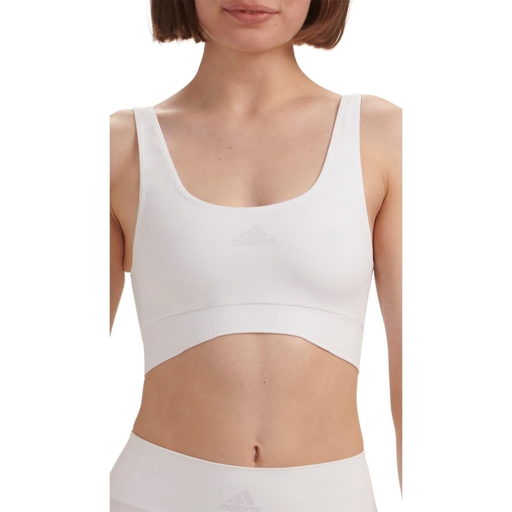 image:imageadidas Womens Micro 720 Seamless Scoop Lounge Bra with Removable CookiesWhite