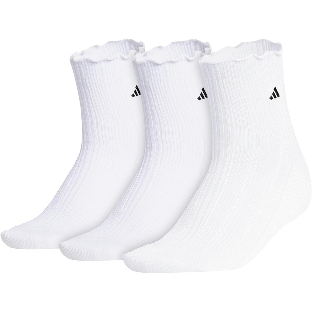 image:imageadidas Womens Ruffle Quarter Ankle Socks 3 PairsWhiteBlack