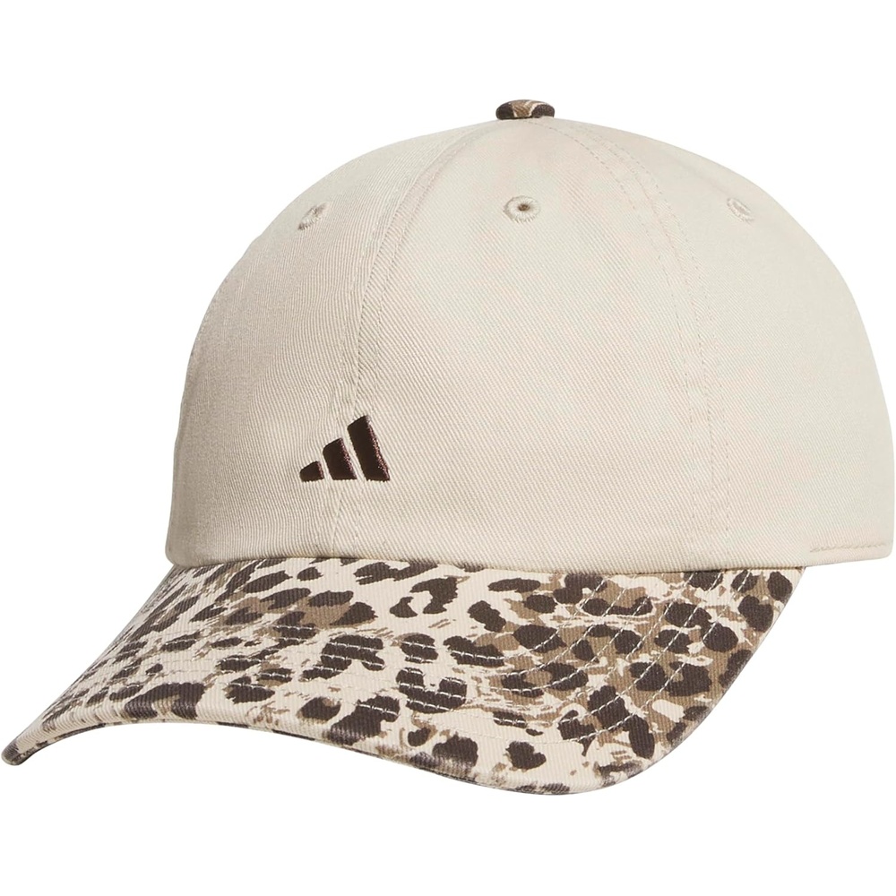 image:imageadidas Womens Saturday Hat Relaxed Fit Strapback Baseball CapCrystal Linen BeigeLeopard Crystal Linendark BrownDark BrownPrint