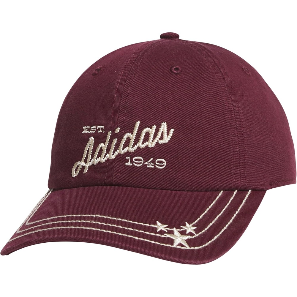 image:imageadidas Womens Saturday Hat Relaxed Fit Strapback Baseball CapMaroonCrystal Linen BeigeDaze
