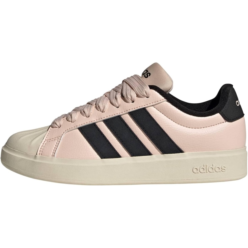 image:imageadidas Womens Streettalk Lace Up Sneakers Shoes Casual BeigeBlush PinkBlackWonder White