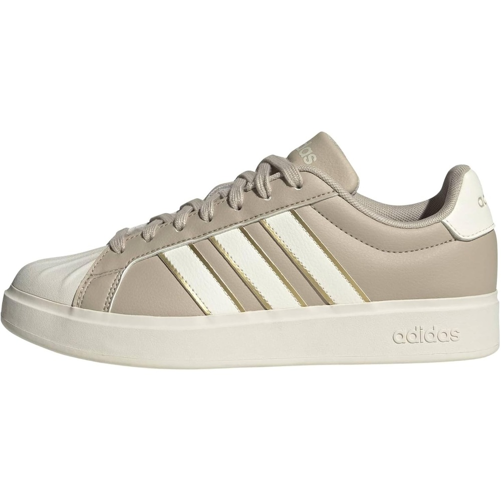 image:imageadidas Womens Streettalk Lace Up Sneakers Shoes Casual  BeigeWonder BeigeOff WhiteGold Metallic