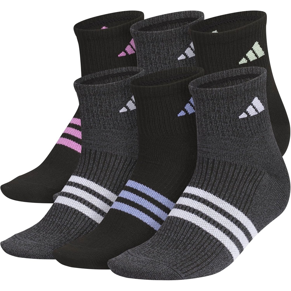 image:imageadidas Womens Superlite Quarter Ankle Socks 6 Pairs Lightweight amp BreathableBlackPulse Lilac PurpleWhite3