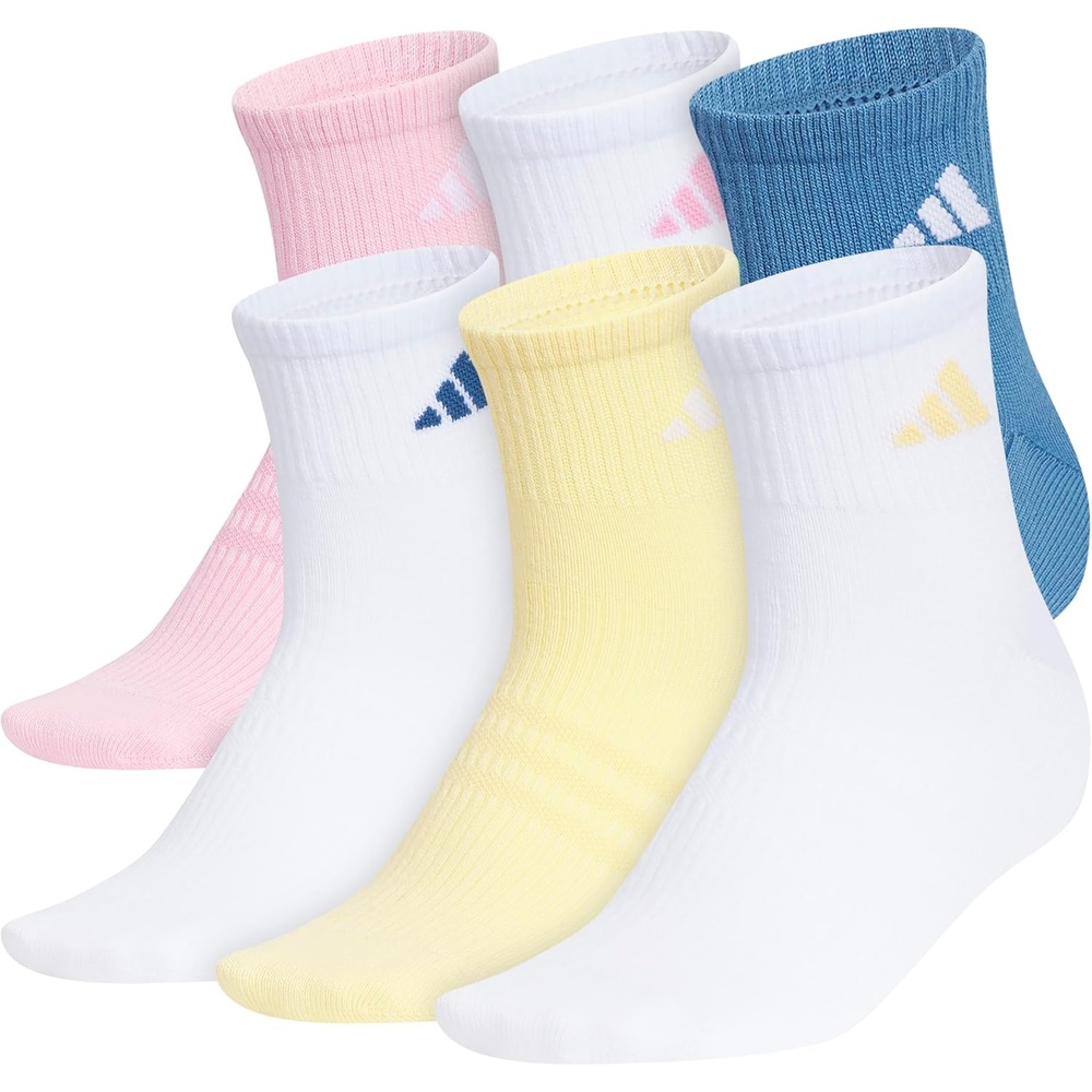 image:imageadidas Womens Superlite Quarter Ankle Socks 6 Pairs Lightweight amp BreathableTropic BloomDusky Ink BlueOrange Tint3