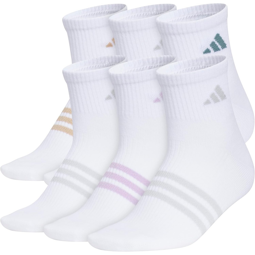 image:imageadidas Womens Superlite Quarter Ankle Socks 6 Pairs Lightweight amp BreathableWhiteWarm Sandstone BeigePreloved Teal Green3