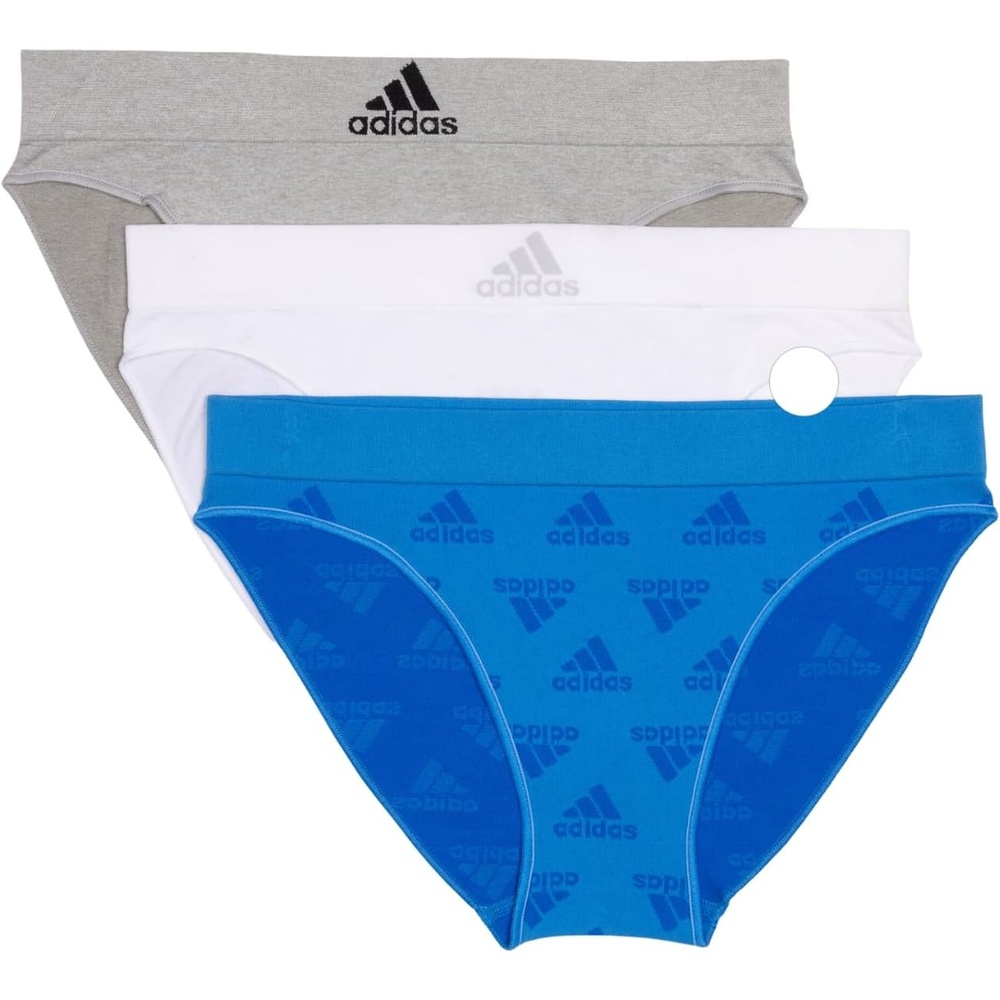 image:imageadidas womens Seamless Bikini Underwear MultipackPulse Blue LogoHeather GreyWhite