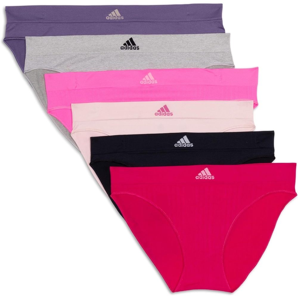 image:imageadidas womens Seamless Bikini Underwear MultipackReal Magenta RibbedBlackPeach WhipLucid Pink RibbedHeather GreyShadow Violet