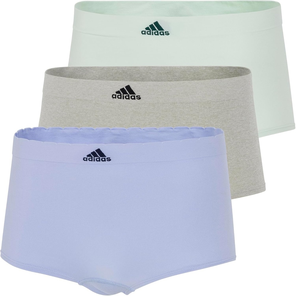 image:imageadidas womens Seamless Boyshort Underwear MultipackBlue Dawn ScallopHeather GreyLinen Green