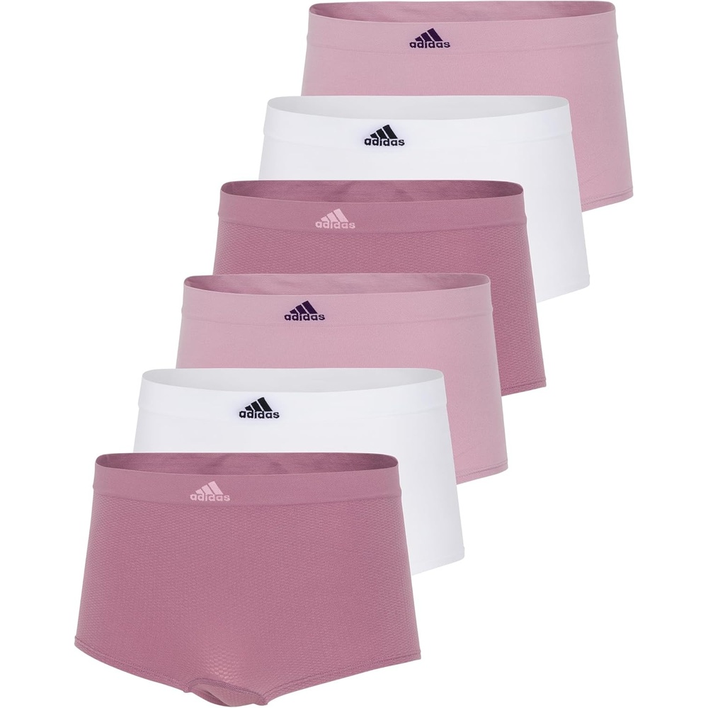 image:imageadidas womens Seamless Boyshort Underwear MultipackWonder Orchid FishnetWhiteWonder Mauve 6 Pack