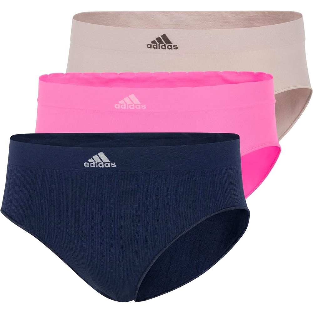 image:imageadidas womens Seamless Brief Panties 3packNight Indigo RibbedLucid Pink ScallopWonder Taupe