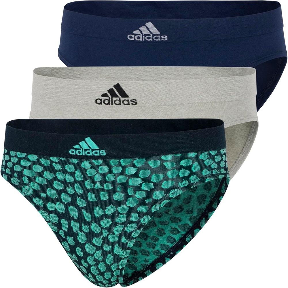 image:imageadidas womens Seamless Hipster Underwear 3 PackBlue SpottedHeather GreyNight Indigo