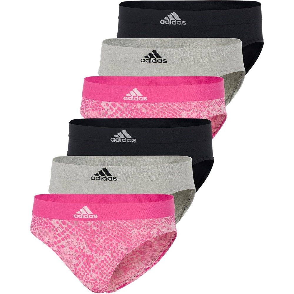 image:imageadidas womens Seamless Hipster Underwear 3 PackPink SnakeHeather GreyBlack 6 Pack