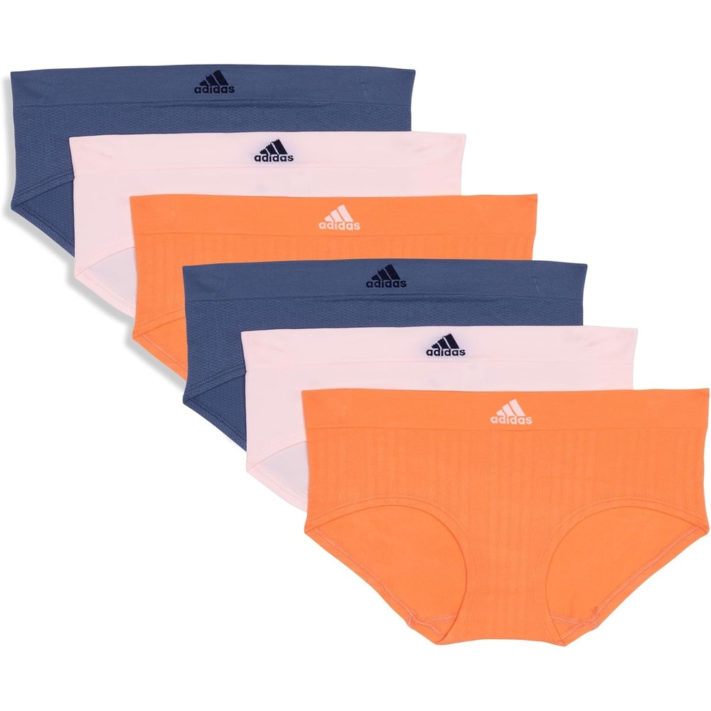 image:imageadidas womens Seamless Hipster Underwear 3 PackSunglow RibbedWonder QuartzPreloved Ink