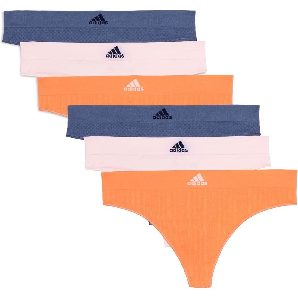 image:imageadidas womens Seamless Thong Underwear 3packSunglow RibbedWonder QuartzPreloved Ink