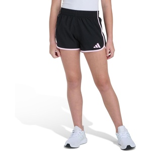 Adidas Girls Elastic Waistband Retro Woven Shorts(Black With Pink)