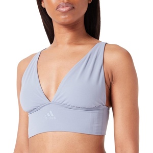 Adidas Womens Micro-Stretch Lounge Bra—Seamless Comfort & Support(209 Greyblue)