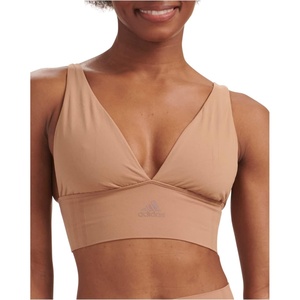 Adidas Womens Micro-Stretch Lounge Bra—Seamless Comfort & Support(Toasted Almond)
