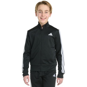 adidas Big Kid 3-Stripe Zip Front Iconic Tricot Jacket(Black)