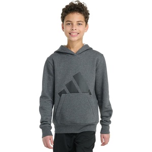 adidas Boys Long Sleeve Essential Big Logo Fleece Pullover Hoodie(Dark Grey Heather)