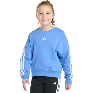 adidas Girls’ Fleece 3-stripe Crewneck Sweatshirt(Blue Fusion)