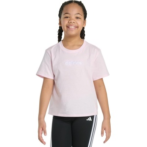 adidas Girls Short Sleeve Embroidered Logo T-Shirt(Clear Pink)