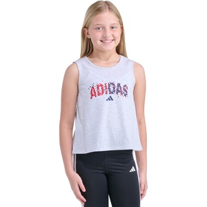 adidas Girls’ Sleeveless Swing Back Vent Tank(Grey Multi)