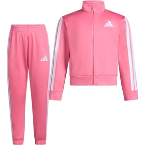 adidas Little Girl’s Zip Front Classic Tricot Jacket and Joggers Set(Pink)