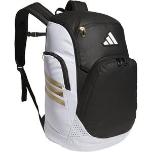 adidas Select Basketball Backpack for Practice, Gym and Travel, 32L(White/Black/Gold Metallic)