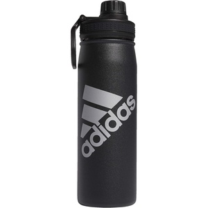 adidas Stainless Steel Metal Water Bottle 20 oz (600 mL) Screw Cap(Black/Silver Metallic)