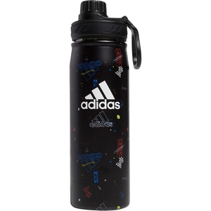 adidas Stainless Steel Metal Water Bottle 20 oz (600 mL) Screw Cap(Icon Brand Love Black/Black/White)