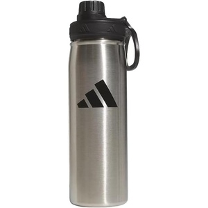 adidas Stainless Steel Metal Water Bottle 20 oz (600 mL) Screw Cap(Stainless Steel/Black)