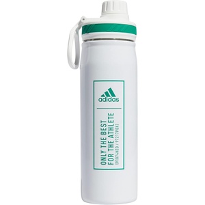 adidas Stainless Steel Metal Water Bottle 20 oz (600 mL) Screw Cap(White/Court Green)