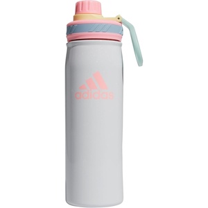 adidas Stainless Steel Metal Water Bottle 20 oz (600 mL) Screw Cap(White/Pink Spark/Clear Sky Blue)
