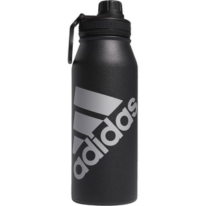 adidas Stainless Steel Metal Water Bottle 34 oz (1L) Screw Cap(Black/Silver Metallic)
