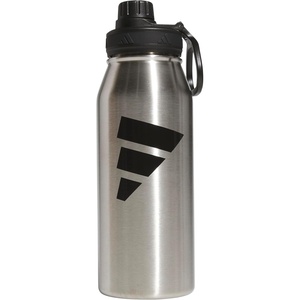 adidas Stainless Steel Metal Water Bottle 34 oz (1L) Screw Cap(Stainless Steel/Black)