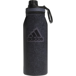 adidas Stainless Steel Metal Water Bottle 34 oz (1L) Screw Cap(Twill Black/Black/Grey Five)