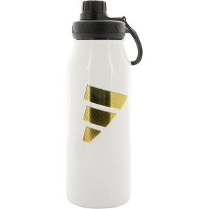 adidas Stainless Steel Metal Water Bottle 34 oz (1L) Screw Cap(White/Gold Metallic/Black)