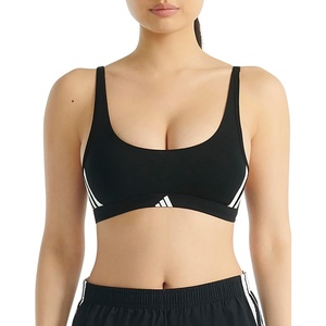 adidas Women’s 3 Stripes Active Essentials Cotton Scoop Bralette with Removable Cookies(Black)