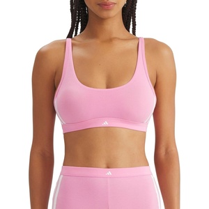 adidas Women’s 3 Stripes Active Essentials Cotton Scoop Bralette with Removable Cookies(St Tropic Bloom)