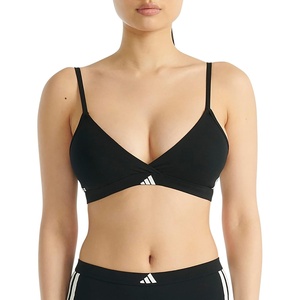 adidas Women’s 3 Stripes Active Essentials Cotton Triangle Wrap Bralette(Black)