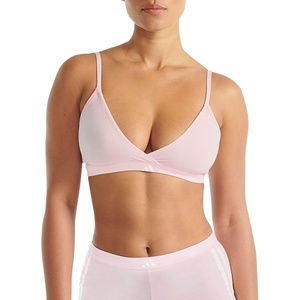 adidas Women’s 3 Stripes Active Essentials Cotton Triangle Wrap Bralette(Clear Pink)