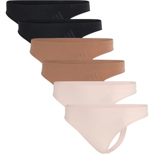 adidas Women’s Active Seamless Thong Underwear(Black/Black/Toasted Almond/Toasted Almond/Wonder Quartz/Wonder Quartz)