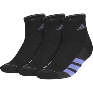 adidas Womens All Day Training Workout Socks (3 Pairs) Multiple Heights(Black/Violet Tone Purple/White/Quarter)