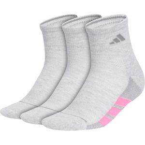 adidas Womens All Day Training Workout Socks (3 Pairs) Multiple Heights(Cool Light Heather/Semi Ice Tangerine Orange/White/Quarter)
