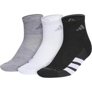adidas Womens All Day Training Workout Socks (3 Pairs) Multiple Heights(Grey/White/Black/Quarter)