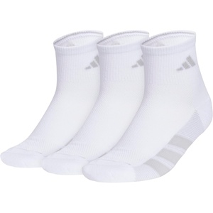 adidas Womens All Day Training Workout Socks (3 Pairs) Multiple Heights(White/Clear Onix Grey/Clear Grey/Quarter)