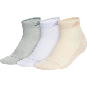 adidas Womens All Day Training Workout Socks (3 Pairs) Multiple Heights(Wonder Sage Green/White/Crystal Linen Beige/Low Cut)